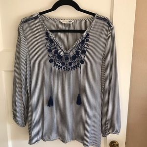 Navy striped blouse